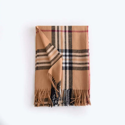 Winter Women Tassel Pashmina Shawl Plaid Stripe Hijab Thicker Warm Outdoor Windproof Cashmere Scarf Long Wraps