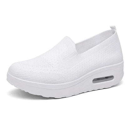 Women Flat Sneakers New Comfy Light Thick Sole Breathable Mesh Female Shoes Slip-On Durable Spring Stylish Trend Leisure Flats