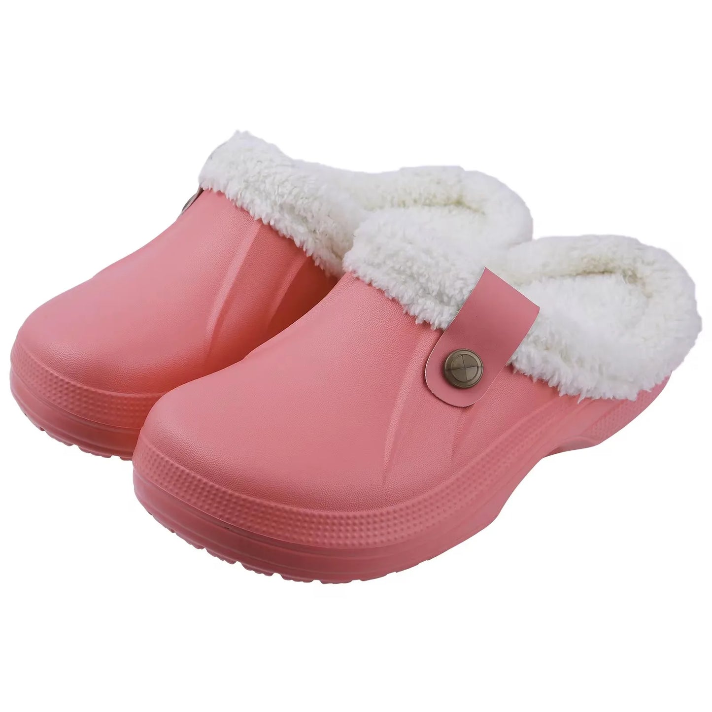 Crestar Women Fur Lined Clogs Waterproof Slippers Garden Shoes Winter Warm Plush Home House Fuzzy Slippers Indoor Outdoor Mules