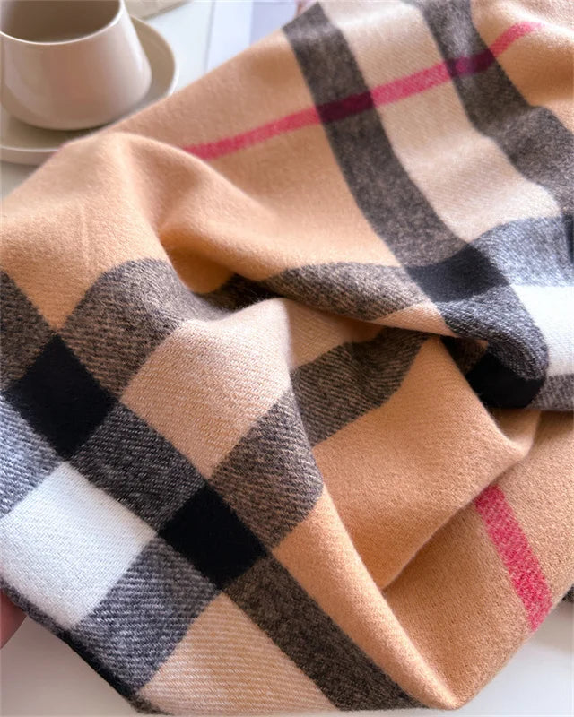 Luxury Brand Women Cashmere Scarves Lady Winter Warm Soft Pashmina Shawls Wraps Female Plaid Knitted Long Scarf for Women