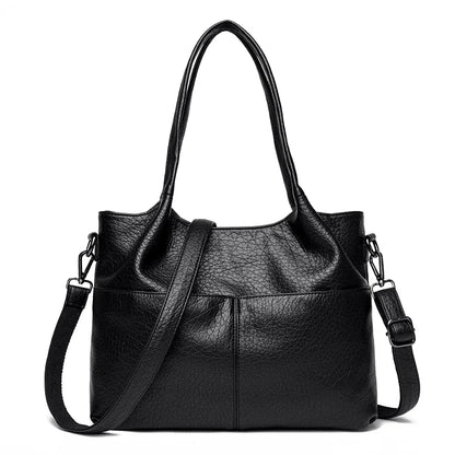 Women Soft Leather Top-Handle Bag Luxury Designer Solid Color Handbag Ladies Large Shoulder Crossbody Bag Casual Tote Sac A Main