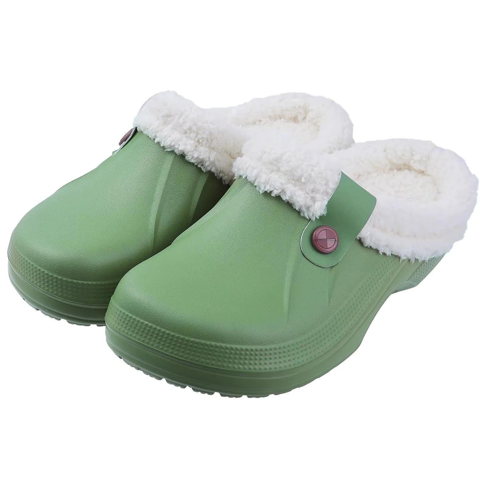 Crestar Women Fur Lined Clogs Waterproof Slippers Garden Shoes Winter Warm Plush Home House Fuzzy Slippers Indoor Outdoor Mules