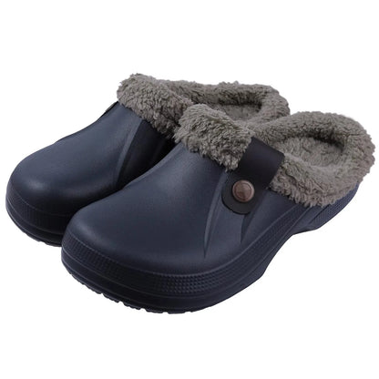 Crestar Women Fur Lined Clogs Waterproof Slippers Garden Shoes Winter Warm Plush Home House Fuzzy Slippers Indoor Outdoor Mules