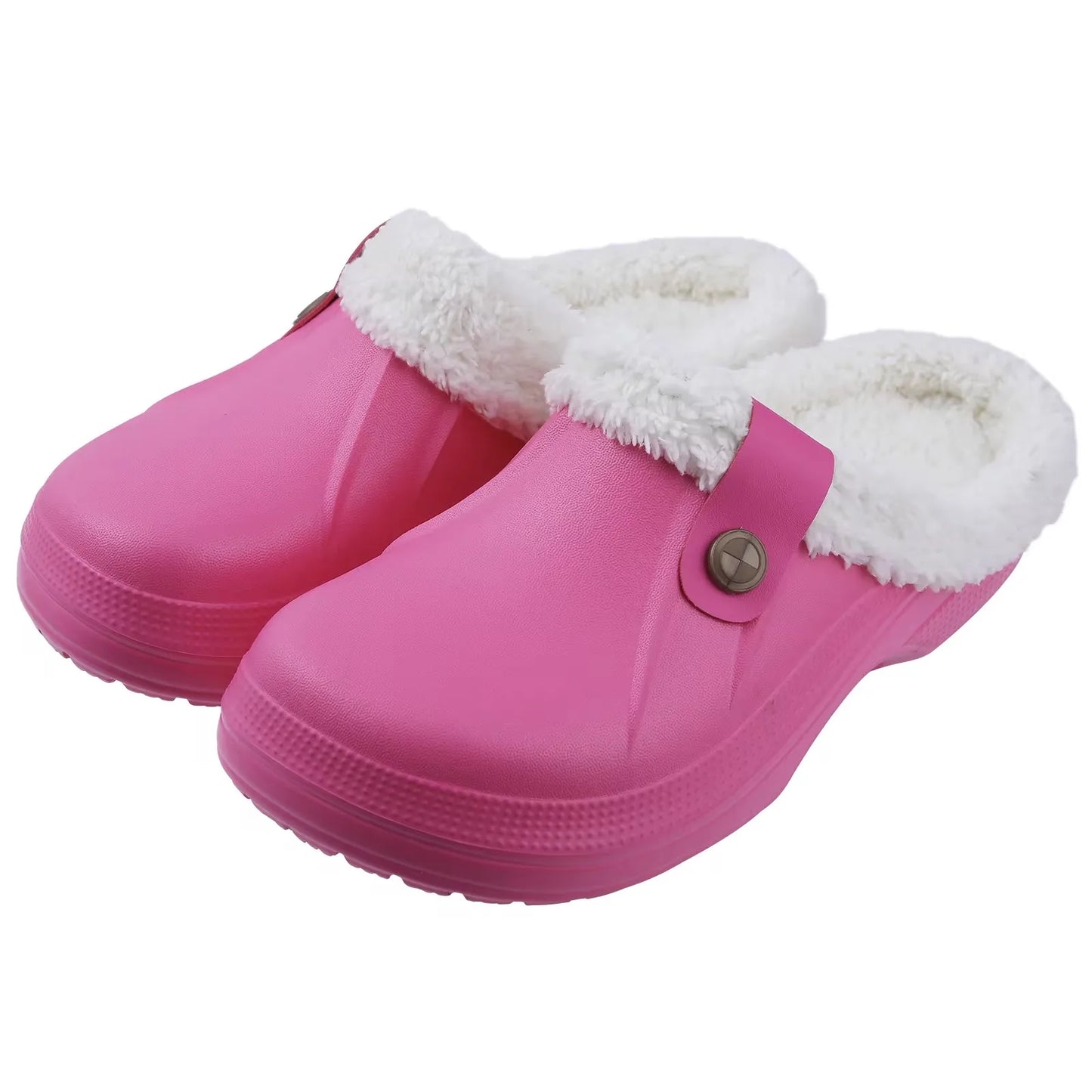 Crestar Women Fur Lined Clogs Waterproof Slippers Garden Shoes Winter Warm Plush Home House Fuzzy Slippers Indoor Outdoor Mules