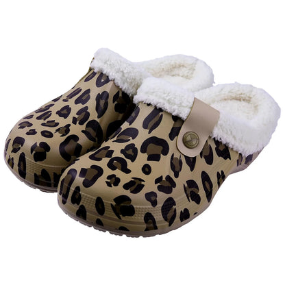 Crestar Women Fur Lined Clogs Waterproof Slippers Garden Shoes Winter Warm Plush Home House Fuzzy Slippers Indoor Outdoor Mules