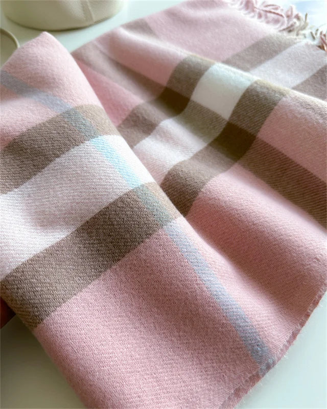 Luxury Brand Women Cashmere Scarves Lady Winter Warm Soft Pashmina Shawls Wraps Female Plaid Knitted Long Scarf for Women