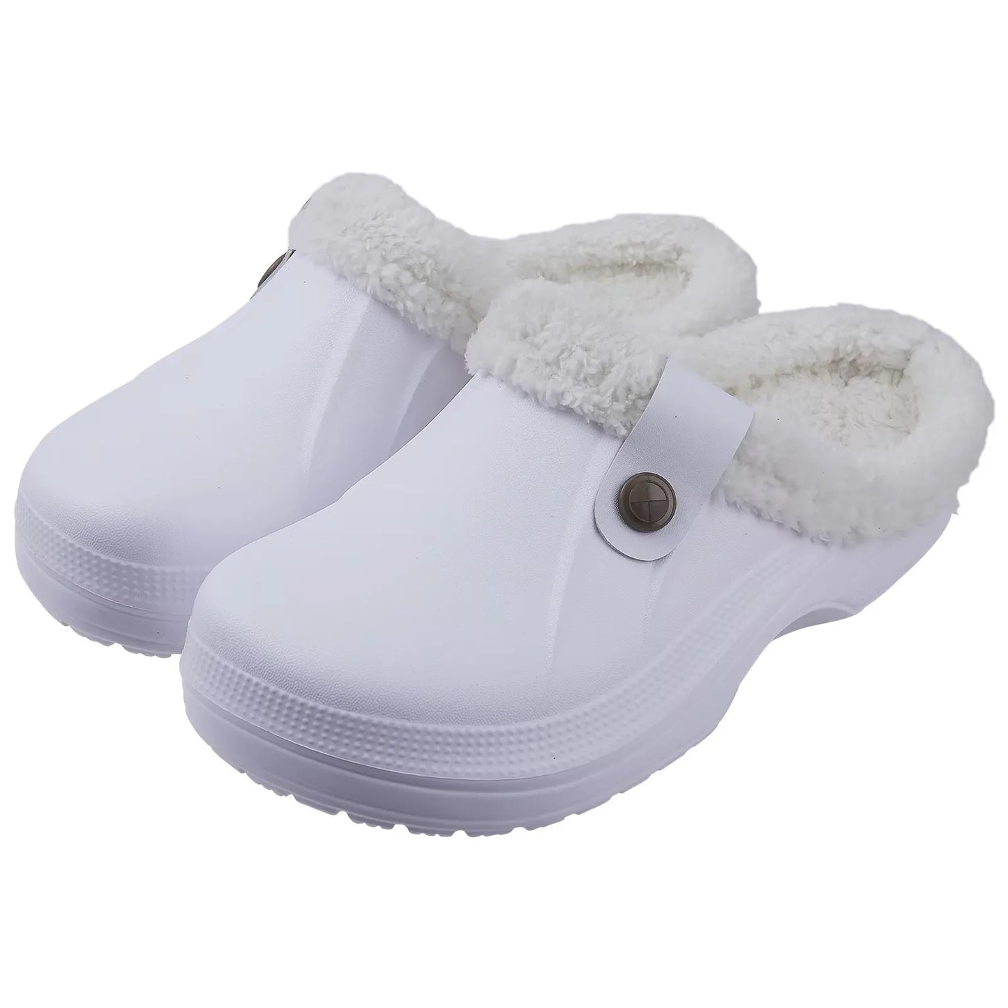 Crestar Women Fur Lined Clogs Waterproof Slippers Garden Shoes Winter Warm Plush Home House Fuzzy Slippers Indoor Outdoor Mules