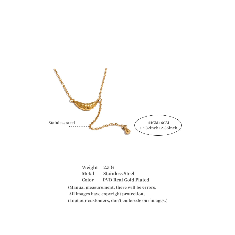 Yhpup 2025 New Style Stainless Steel Croissant Chain Drop Trend Necklace for Women Water Resistant Distinctive Jewelry Wholesale