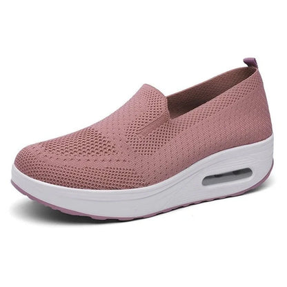 Women Flat Sneakers New Comfy Light Thick Sole Breathable Mesh Female Shoes Slip-On Durable Spring Stylish Trend Leisure Flats